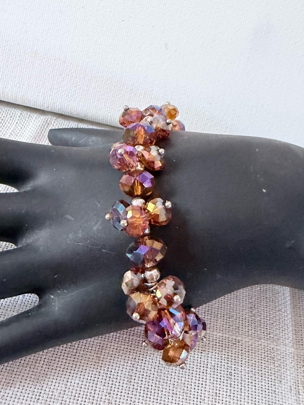 Iridiscent Amber Cluster Bead Bracelet - Women Jewelry